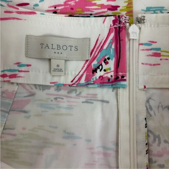 Talbots Outlet Women’s Sz 8 White with Pink Sailboats Pencil Skirt New with Tags - Picture 4 of 5